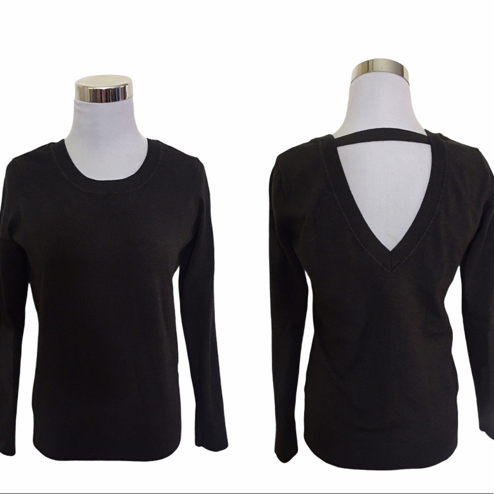 Hayes V-Neck Back Cutout Knit Pullover Sweater